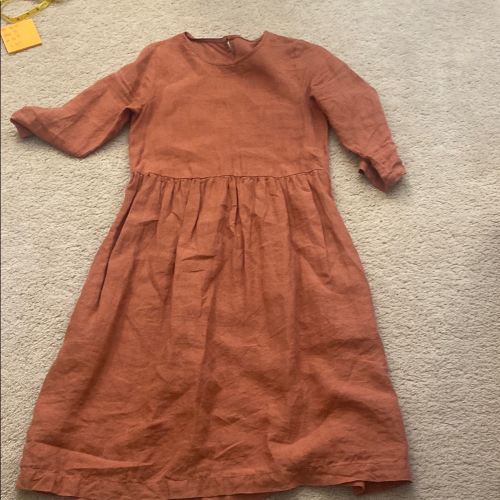 Simple and classic redwood linen dress